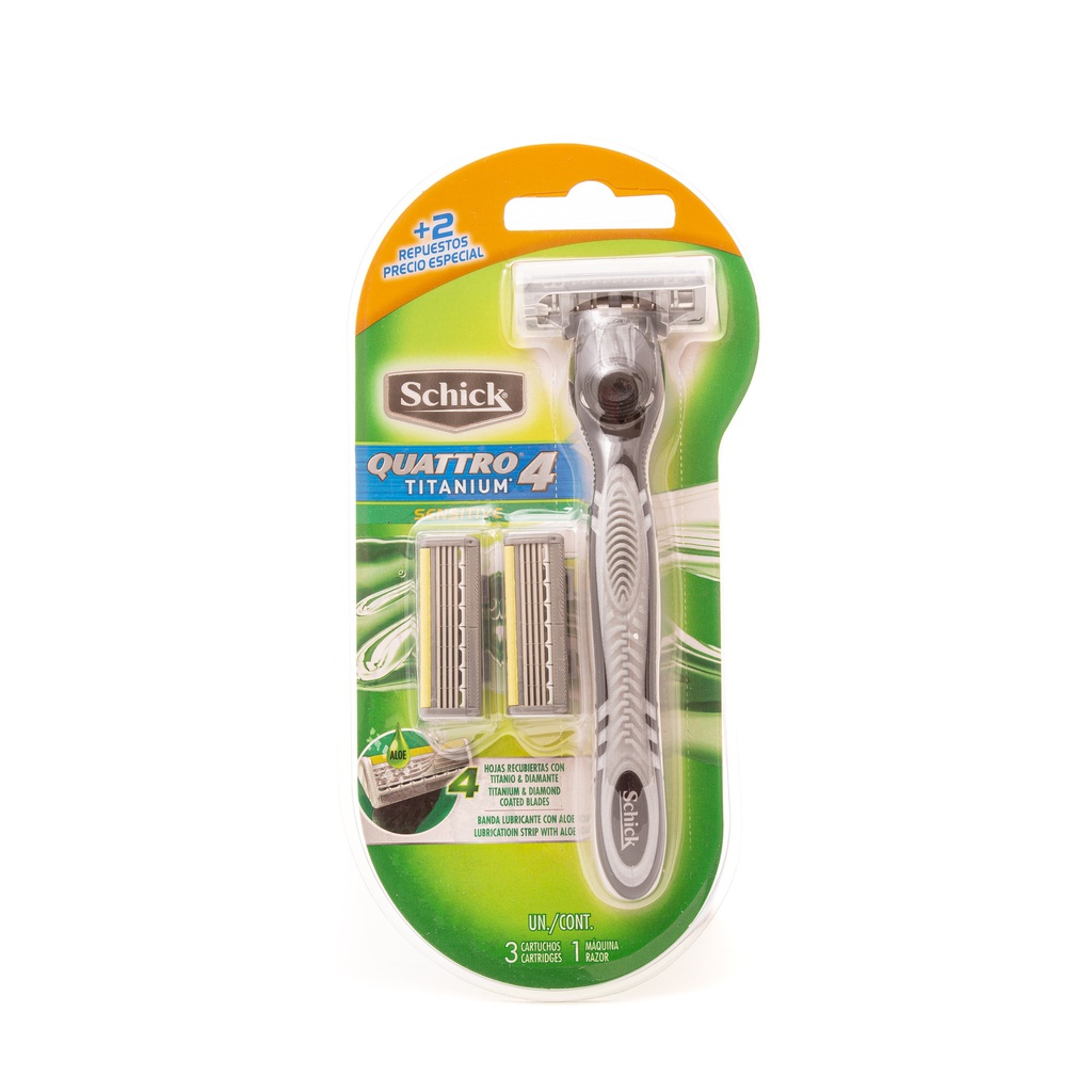 Schick Quattro Titanium Sensitive + 2 Repuestos